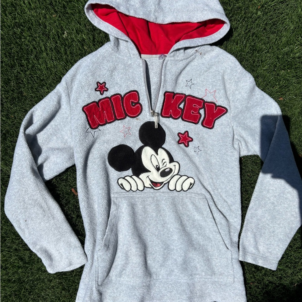 VINTAGE RARE 90’S DISNEY MICKEY MOUSE HALF ZIP UP HOODIE
